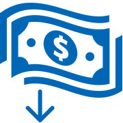 Dollars with a down arrow