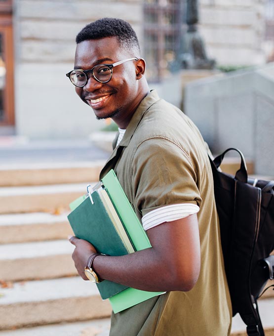 Male student with books
