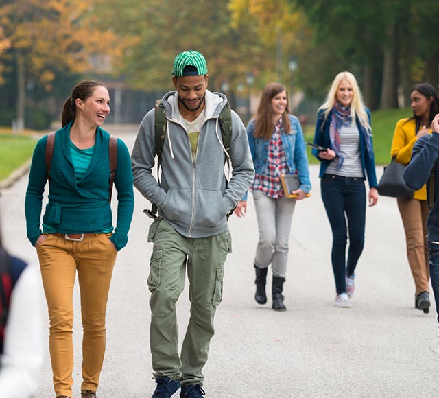 Students walking on campus